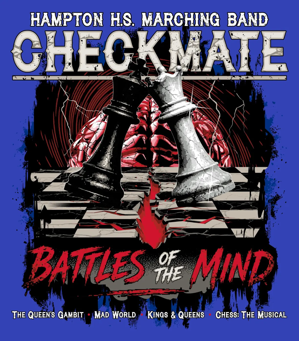 Checkmate — Battles of the Mind — Hampton High School Marching Band shirt design by Excel Sportswear