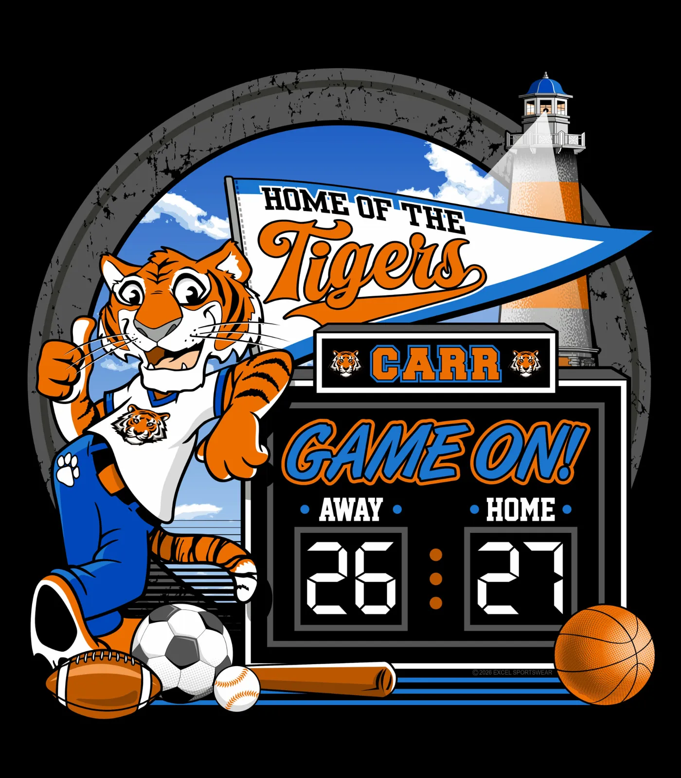 Home of the Tigers — Carr Elementary School Elementary shirt design by Excel Sportswear