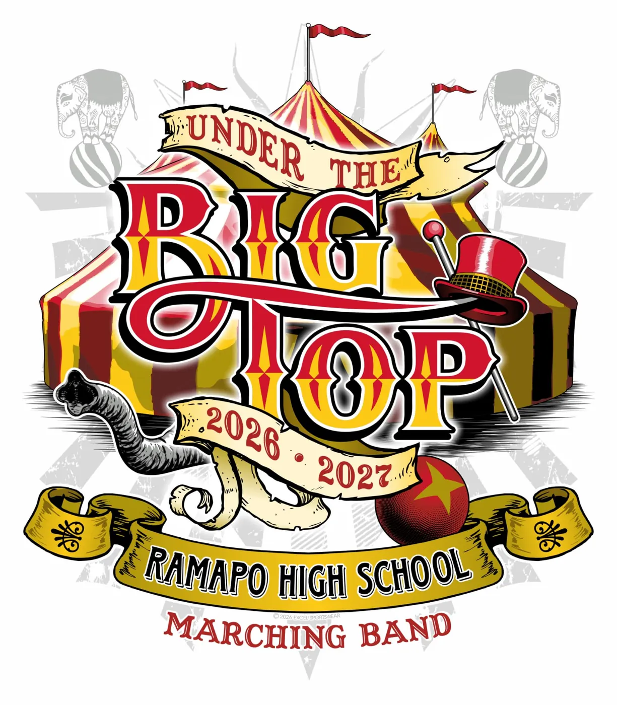 Under the Big Top — Ramapo High School Marching Band shirt design by Excel Sportswear